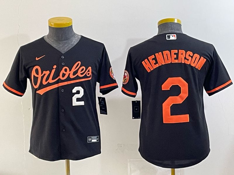 Youth 2025 Baltimore Orioles #2 Henderson Black Nike MLB Jersey 08->youth mlb jersey->Youth Jersey